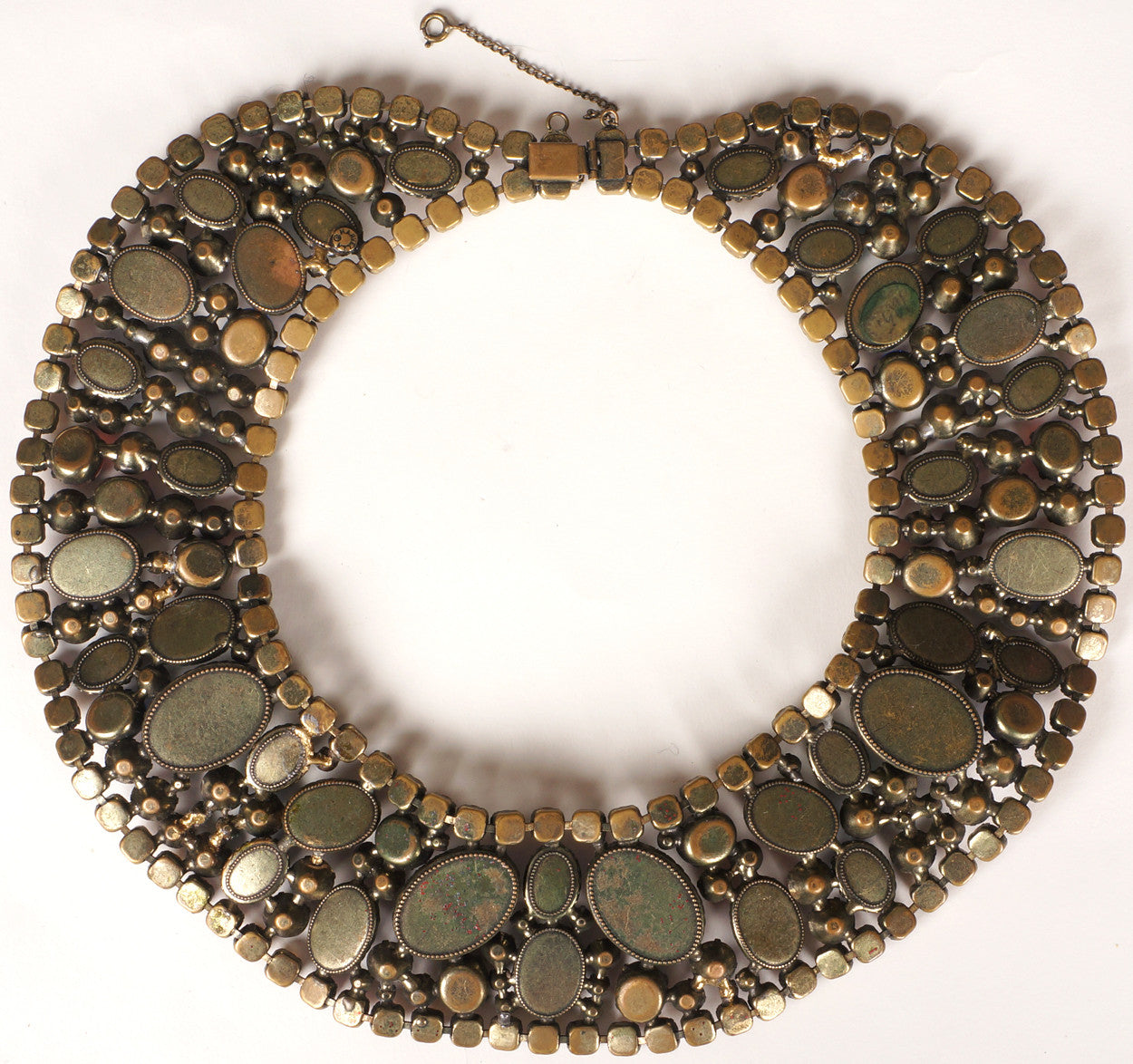 Vintage 1950s Rhinestone Collar Bib Necklace Signed Marvella