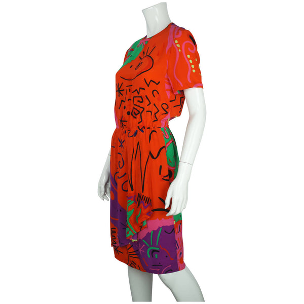 Vintage 1980s LOUIS FERAUD Abstract Print Dress Size 4