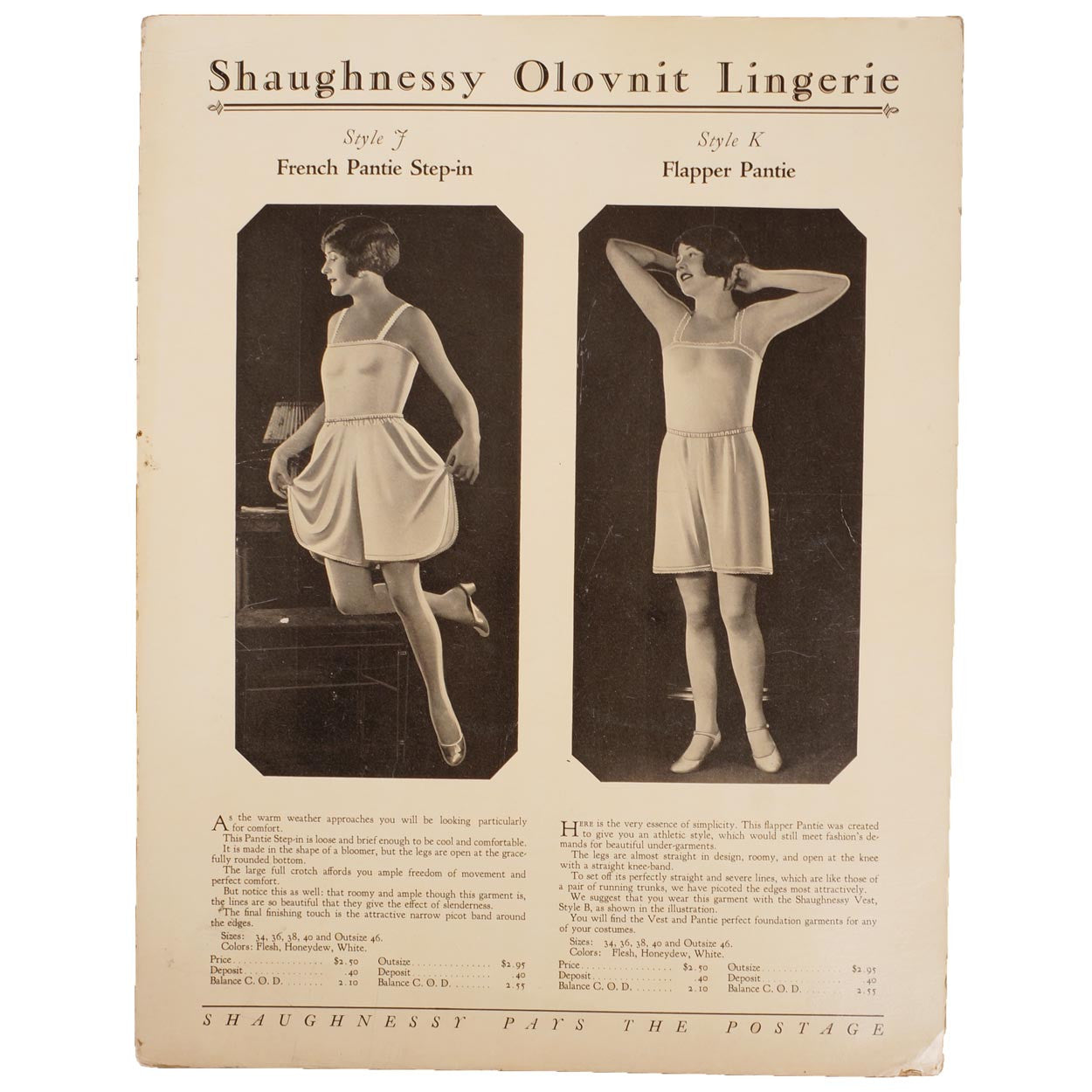 Vintage 1920 DOVE Under-Garments Lingerie Underwear Fashion
