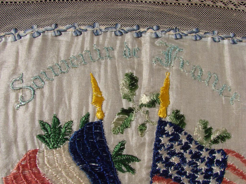 Vintage WWI Patriotic United States & France Souvenir Silk Embroidery ...