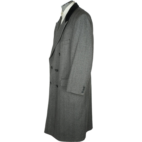 Vintage British Herringbone Wool Coat Mens Overcoat Size L - Poppy's  Vintage Clothing