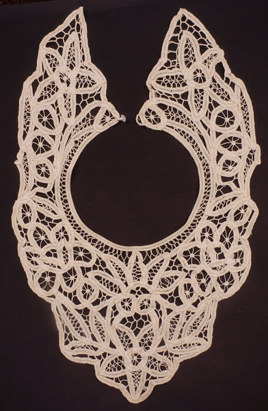 Victorian Tape Lace Battenburg Dress Collar Flower Design - The