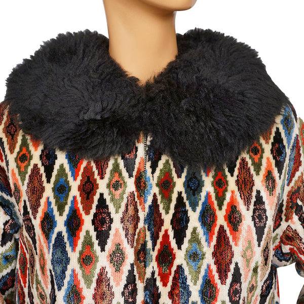 1960's Val Hughes Tapestry Jacket With Faux Fur Collar -  Israel