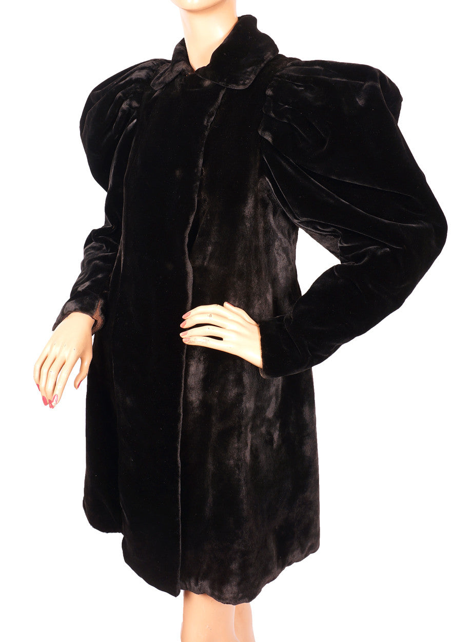 Victorian Black Plush Velvet Womens Coat Steampunk XS