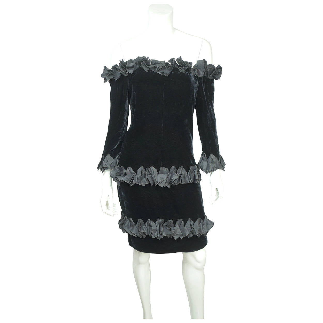 Vintage Yves Saint Laurent Velvet Dress 1980s